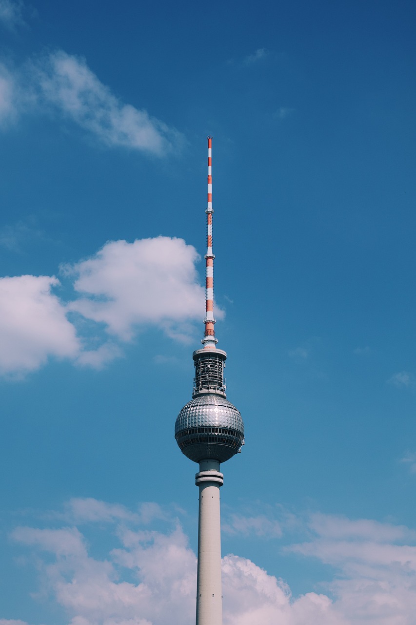 tv tower, nature, tower, landmark, building, sky, clouds, architecture, capital, city, germany